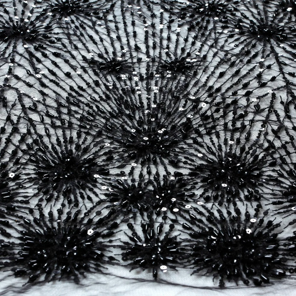 

New fashion style off white/red/goldheavy handmade beads on netting embroidered wedding dress/evening dress lace fabric one yard