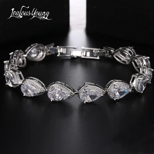 Браслеты с шармами AAA, в форме груши, с фианитами