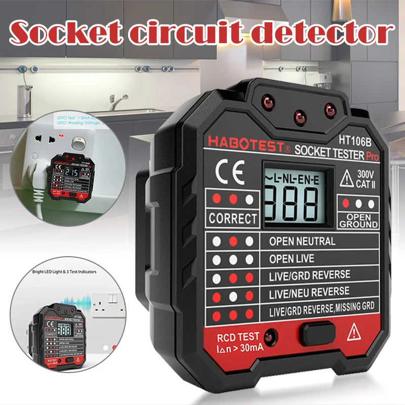 Новый тестер розетки цепи полярности напряжения настенной выключатель с RCD/GFCI XSD88