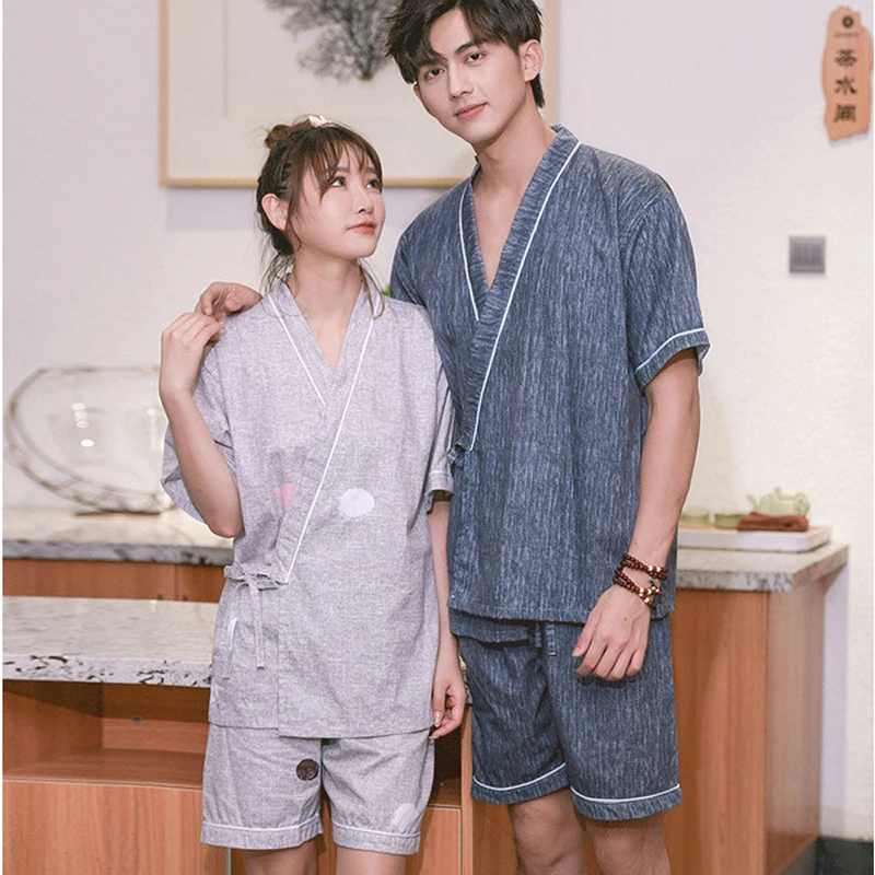 Сауна сообщение хлопковые свободные и мужчин для детей одежда сна пижамы пар