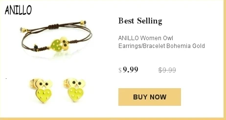 ANILLO для женщин Сова серьги/браслет золотой цвет богемы животных нержавеющая сталь нейлон тканые Шарм регулируемый комплект ювелирных изделий