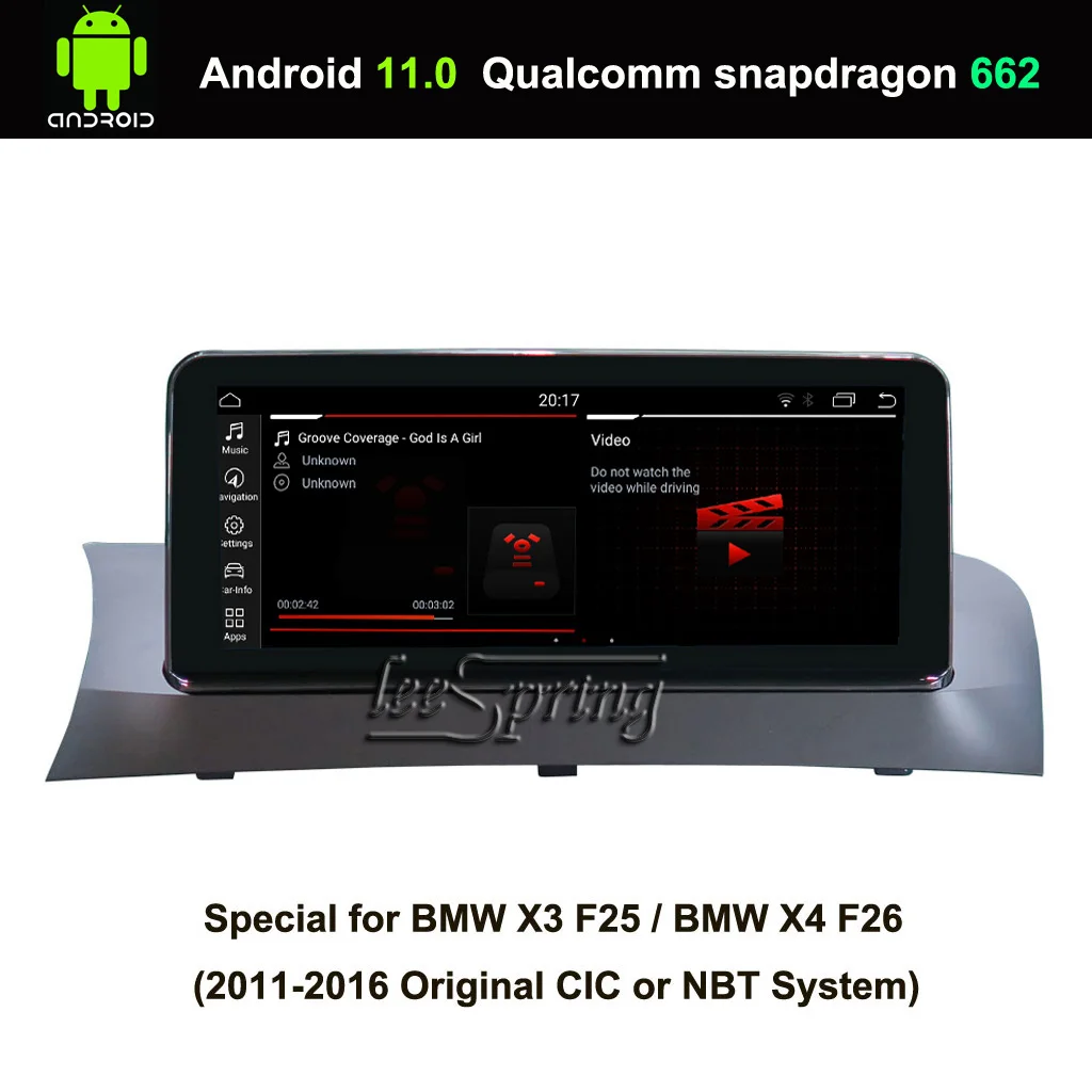 

10.25 inch IPS Screen Android 11 Car multimedia player for BMW X3 F25 BMW X4 F26 (2011-2016 Original CIC or NBT System)