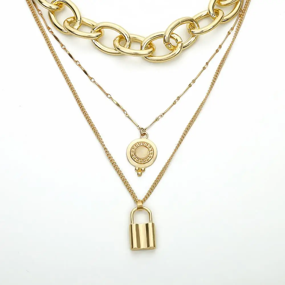 Индивидуальное ожерелье Ретро металлическая медная пластина замок свитер с