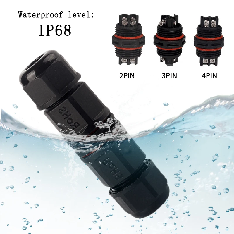 4pin водонепроницаемый разъем для кабеля 6-11 мм черный Электрический терминальный