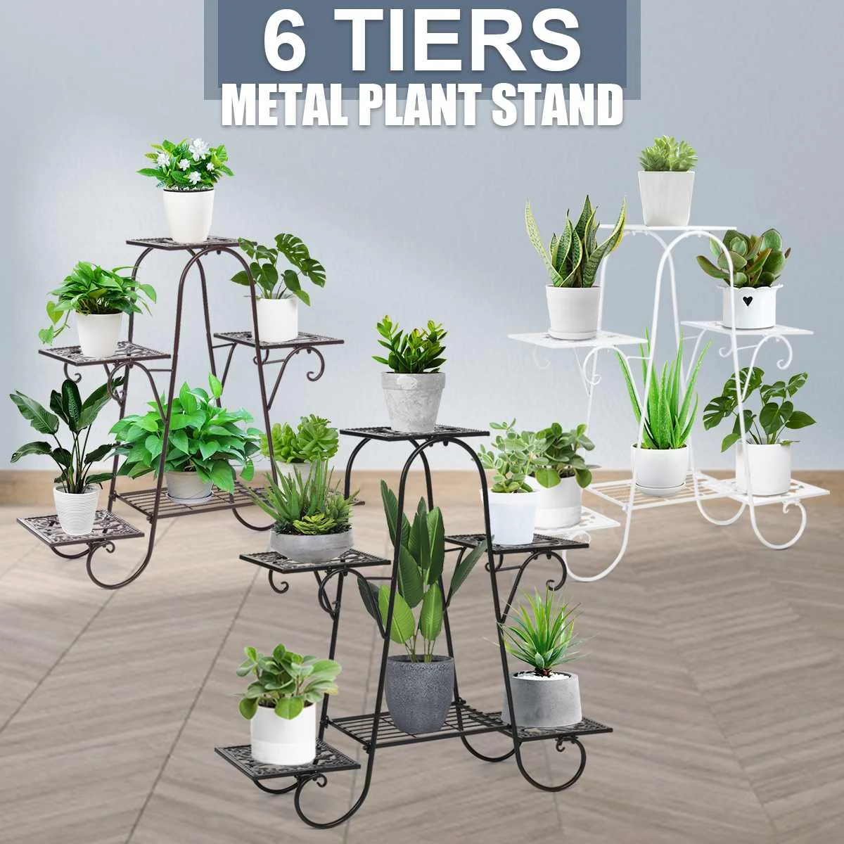 

5 Tiers Multi Flower Plant Holder Stand Rack Iron Pot Plant Stand Patio Balcony Bonsai Display Shelf Yard Garden Decoration