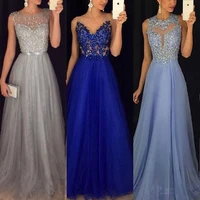 2020 women long chiffon lace evening formal party ball gown prom bridesmaid dress lace floral maxi dresses