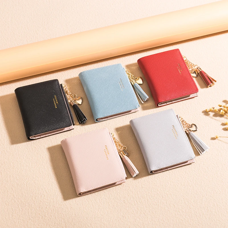 Женский кошелек с кисточкой маленький симпатичный женские короткие кожаные