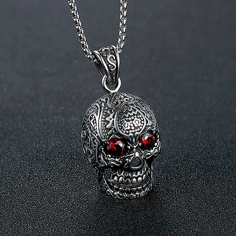 Olowu готическое ожерелье из нержавеющей стали с черепом для мужчин Байкер Титан