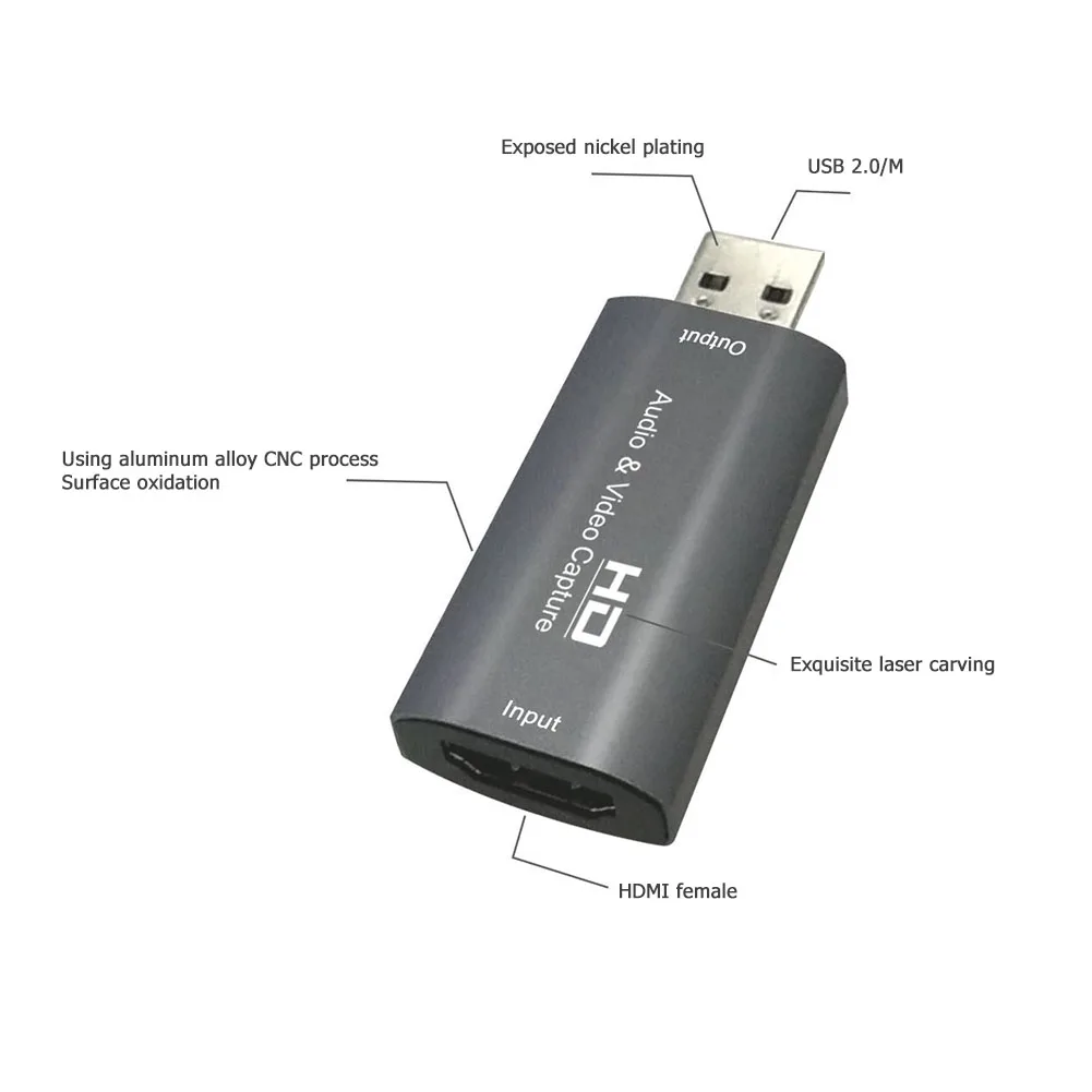 Карта захвата Mini HDMI совместимая с USB 2 0 портативная 4K видеоигра прямая трансляция