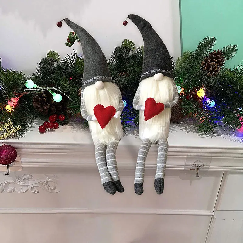 

2 Pcs Valentine's Day Gnome Plush Elf Decorations Mr and Mrs Handmade Scandinavian Tomte Table Ornament P7Ding