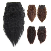 jeedou synthetic short kinky curly hair extension with 2clips one piece clip in hair black light brown hairpiece