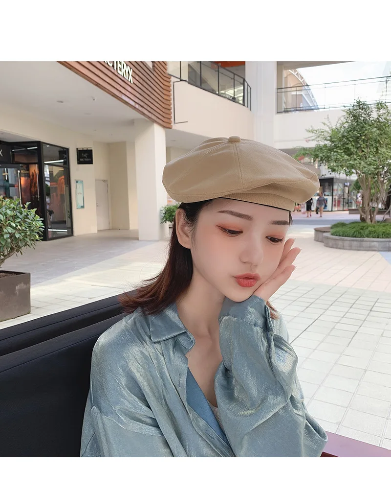 Вельветовая однотонная шляпа берет в японском Корейском стиле уличный головной