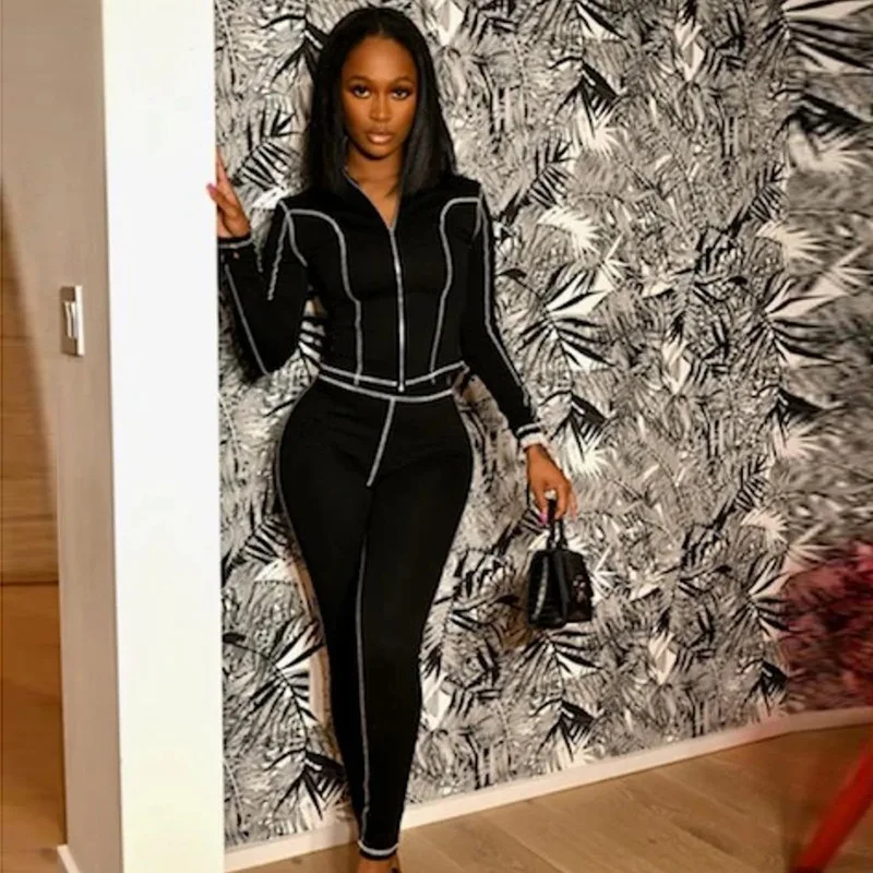 

Chiclover Stripe Tracksuit 2 Piece Outfits for Women Zipper Top and Joggers Leggings Sweatpants Sets Suit Wholesale Dropshipping