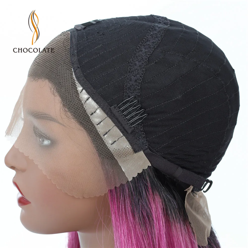 Парики из человеческих волос с эффектом омбре розового цвета 13*4 Remy Длинные