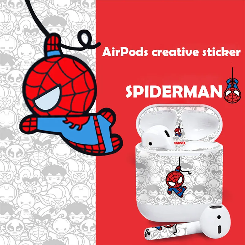 Marvel Железный человек чехол наклейка s для Airpods стикер защита от пыли кожи протектор милый человек-паук Капитан магнитная кожа для Airpod Stiker - Цвет: For airpods 1