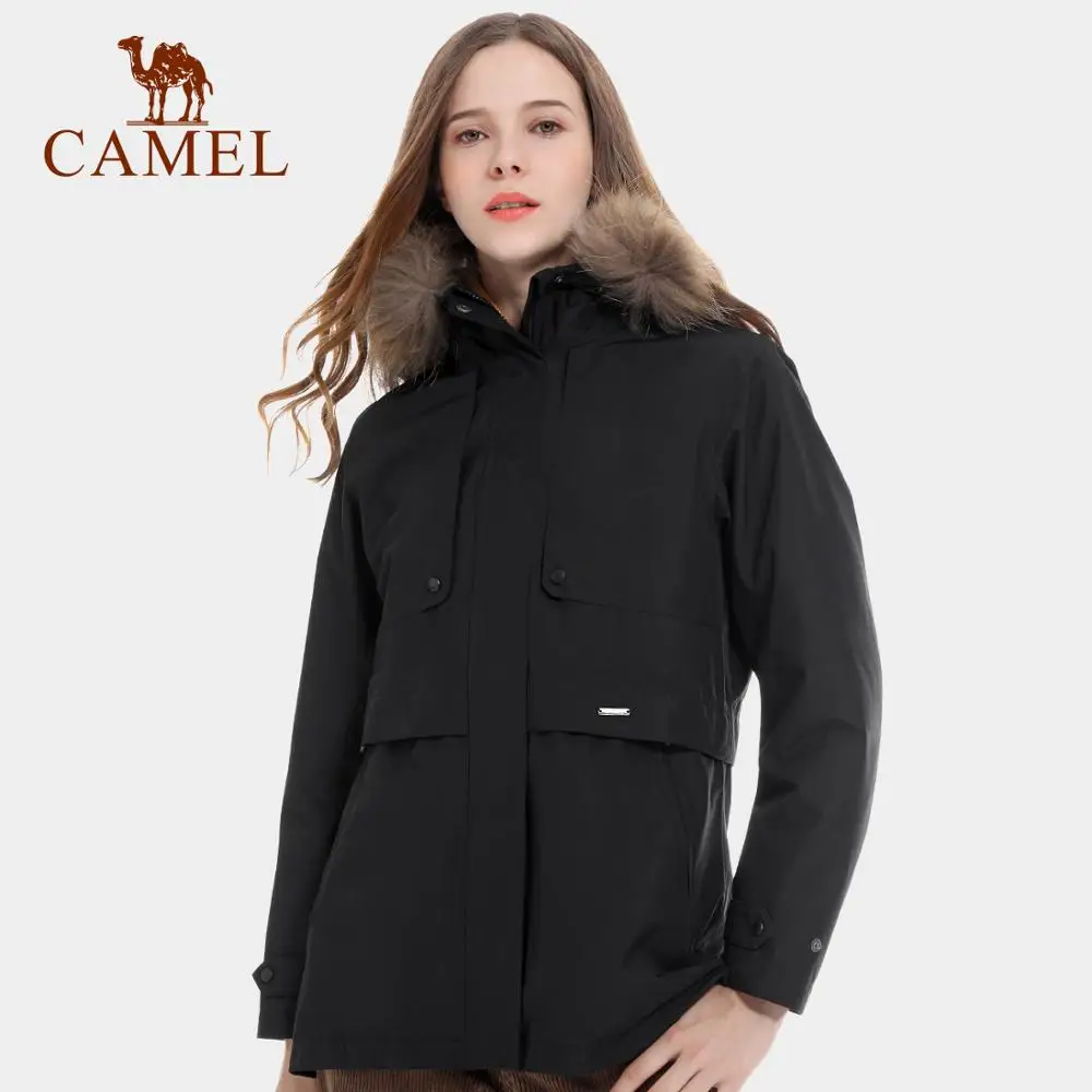 CAMEL официальная женская уличная куртка средней длины женский меховой воротник