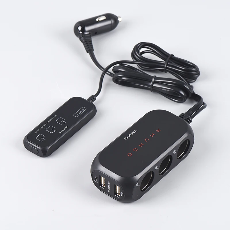 $168.30 RHUNDO 3 Way Cigarette Lighter Socket Splitter Three Port 12V DC Power Outlet Adapter Dual USB Car Charger Touch Switch RS-21S