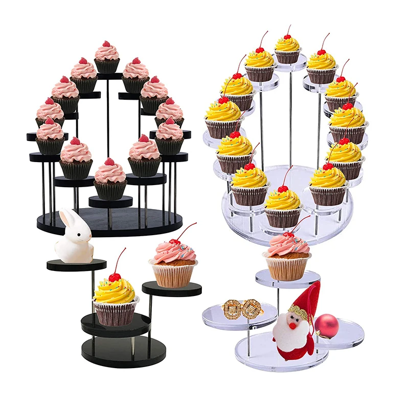 Акриловая витрина для кексов дома свадьбы дня рождения многослойная круглая