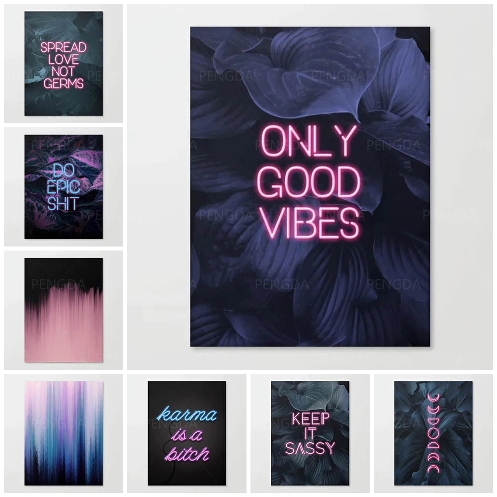 Картина на холсте Настенная картина с буквами HD неоновая печать фотообои в сборе