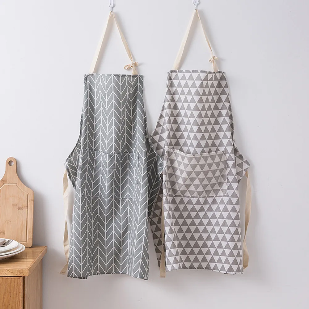 Модный мужской женский однотонный фартук для приготовления пищи кухни ресторана