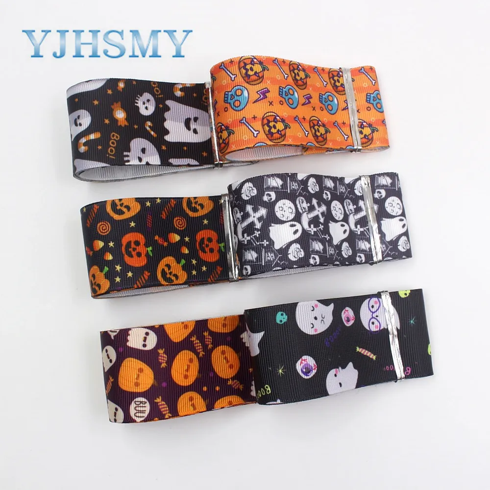 YJHSMY I-19729-1717 38 мм 10 ярдов Хэллоуин термопечать ленты grosgrain Бант Кепка DIY аксессуары