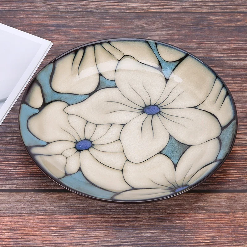 

Керамические обеденные тарелки ручной росписи, набор керамических обеденных тарелок из 1 шт., домашние столовые тарелки