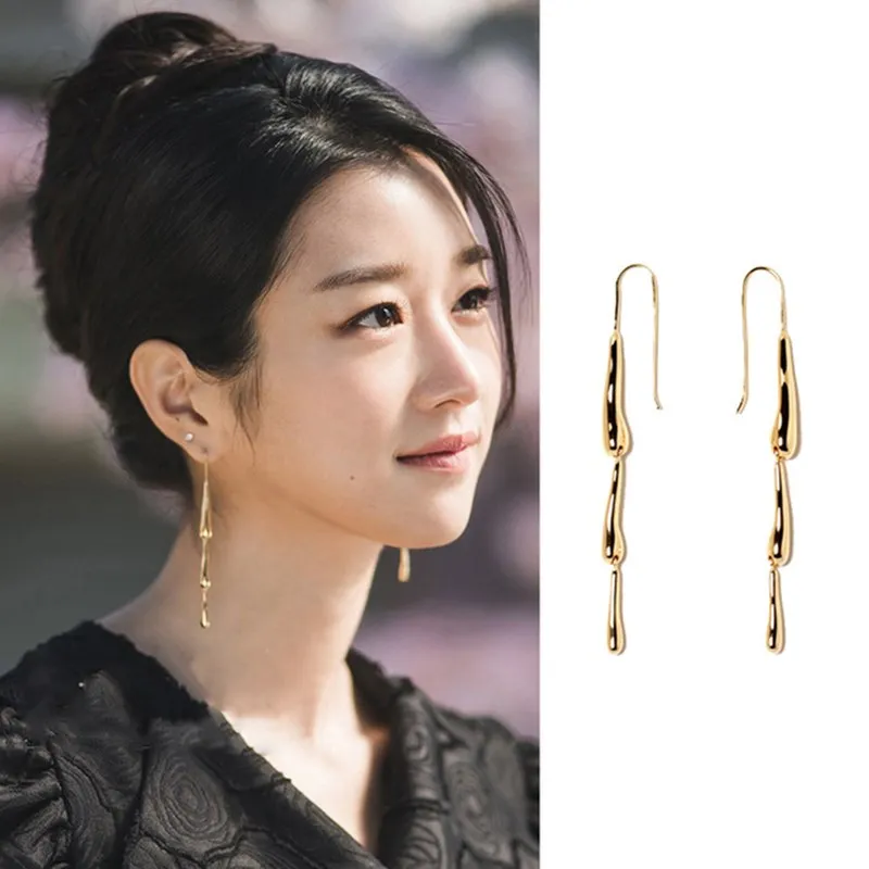 

Korea TV Star Elegant Dangle Hanging Long Drop Earrings For Women Oorbellen Party Jewery Charm Chain Tassel Earring