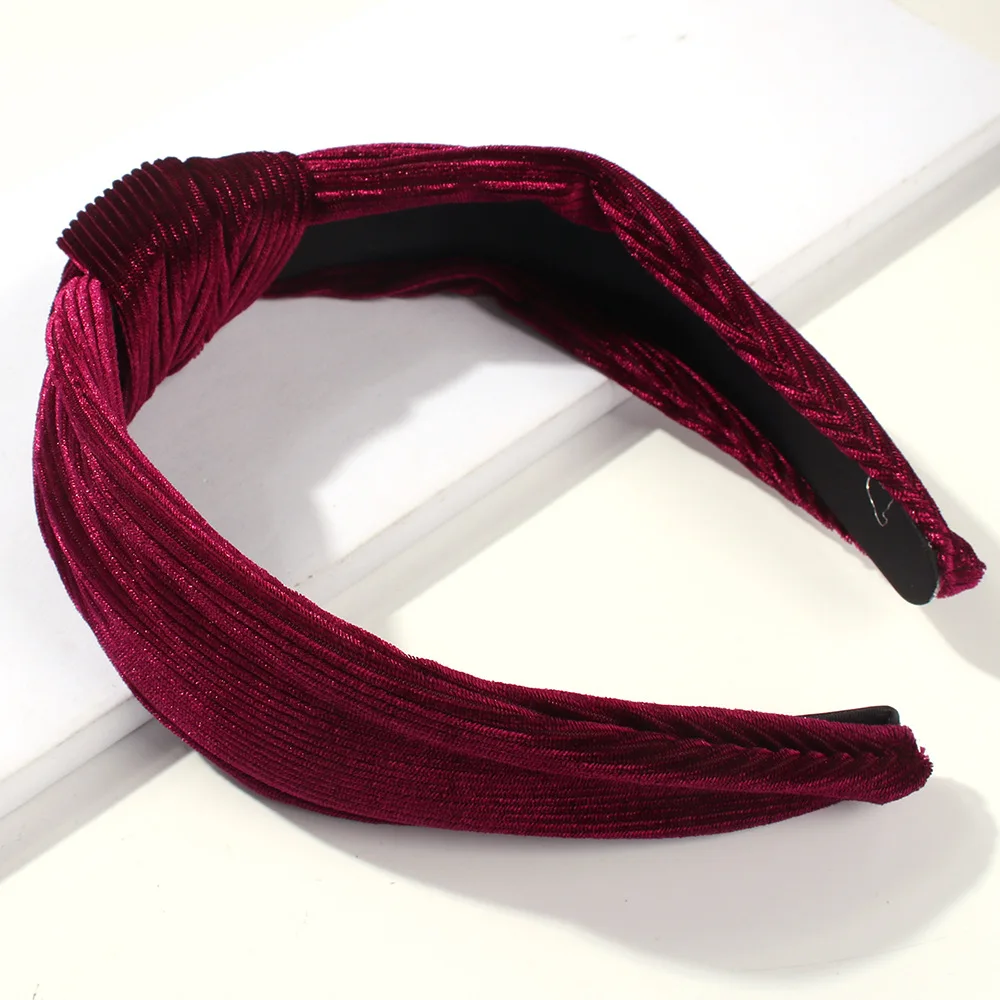 Женская Вельветовая повязка на голову винтажная широкая с узлом аксессуар для