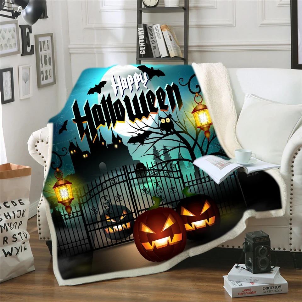 

Thicking Blanket ForBed Super Soft Flowers Skull Happy Halloween BeachTowel for Kids Blanket Throws Summer Bedsheet Travel
