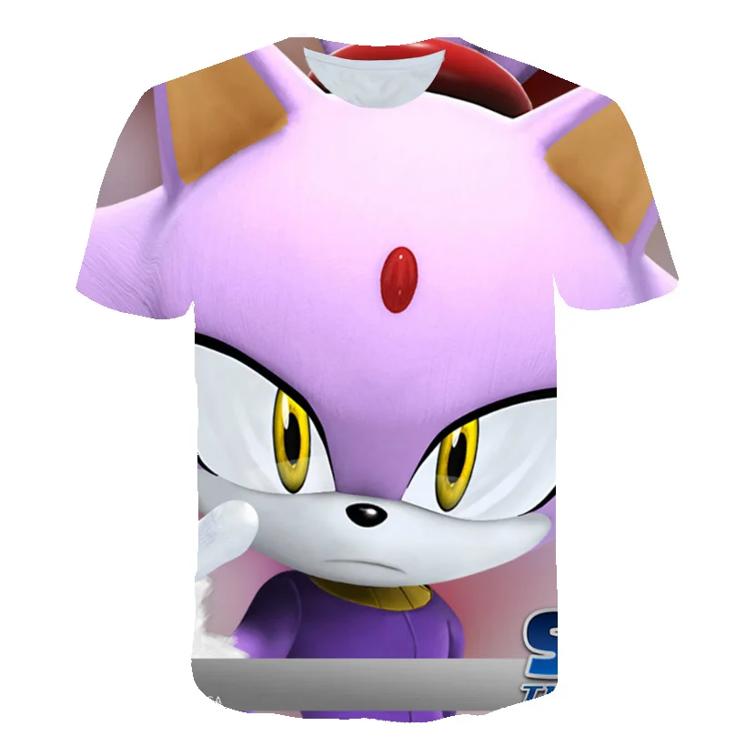 

2021 Short-Sleeved Children'S T-Shirt, Summer Kid'S T-Shirt, 3D Printing Sonic Pink Yellow T-Shirt, Top Kids Clothing T-Shirt