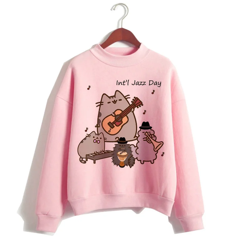 Женская толстовка с капюшоном pusheen the cat розовая в Корейском стиле Харадзюку