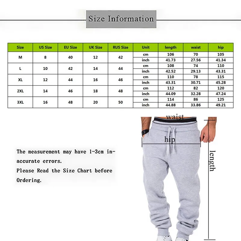 Puimentiua Men Drawstring Pants Full Sportswear Solid Casual Elastic Sweatpants Fitness Workout Trousers | Мужская одежда
