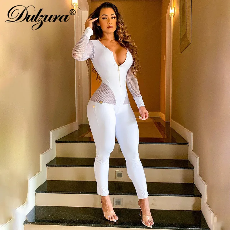 Женский сетчатый комбинезон с длинными рукавами Dulzura облегающий спортивный