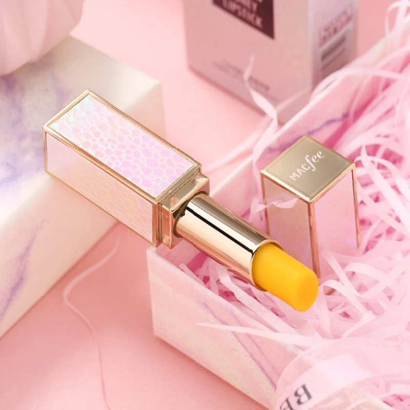 Желтая помада Macfee с изменением цвета при температуре крем увлажняющий стойкий