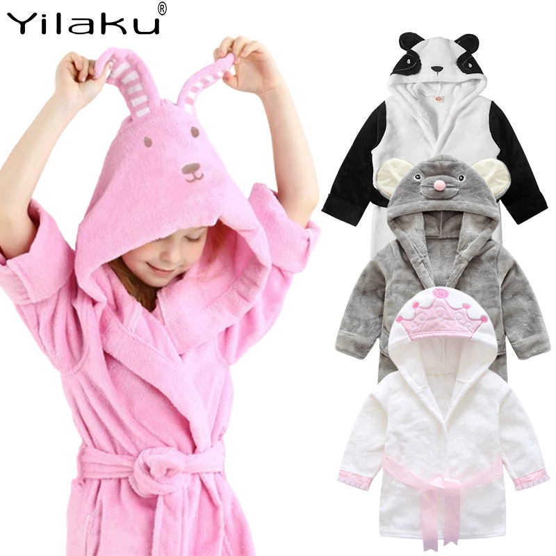Банный халат Yilaku для мальчиков и девочек детская мультяшная Пижама панда кролик