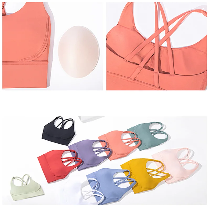

Fabric Nylon Sports Bras Women Yoga Top Push Up Bra Quick Dry Fitness Gym Tops Soft Breathe Outdoor Sportswear Workout Tank Top
