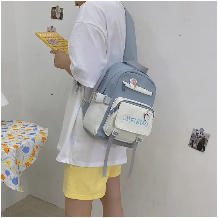 

Preppy Style Crossbody Bag Girls Student School Bag Multipockets Letter Embroidery Woman Bag Chest Bag For Women Bags Backpack