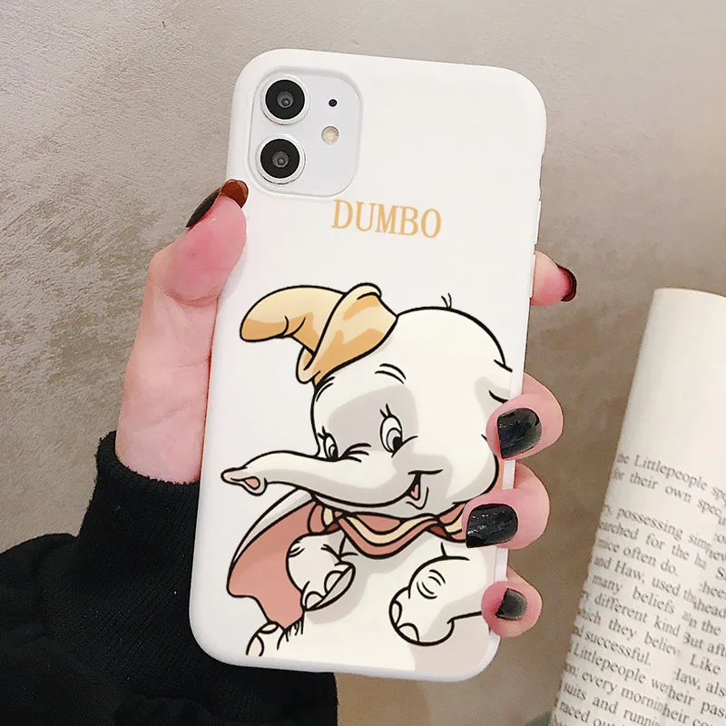 Мультфильм слон Дамбо чехол для телефона для iPhone 11 Pro XR X Xs Max 8 7 6 Plus 6S 5S SE матовый Силиконовый чехол s мягкая задняя крышка - Цвет: P2White
