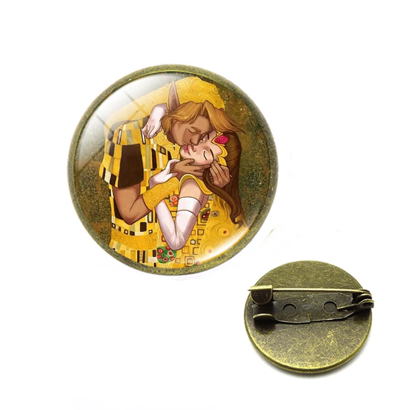 2019 Новая мода Поцелуй Климта Камея стеклянная брошь с картинкой фото ручной