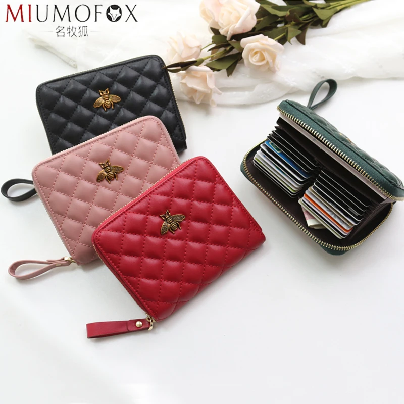 Женский кошелек из натуральной кожи модный дизайнерский на молнии с