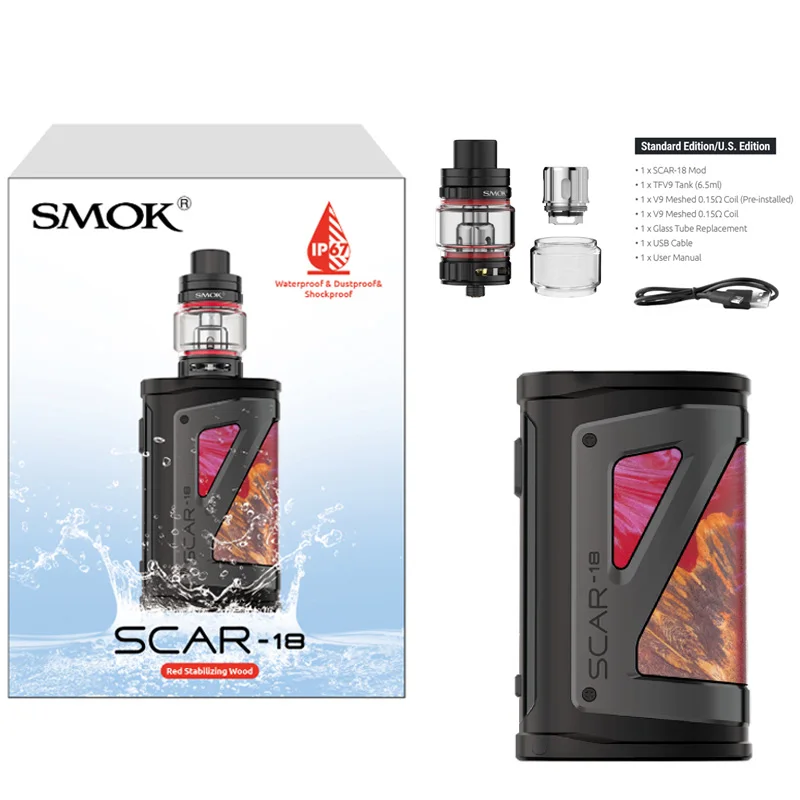 SMOK оригинальная электронная сигарета SCAR-18 230 Вт бокс мод для вейпа с TFV9 tank и V9