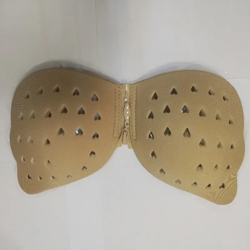 Zipper Invisible bra New Sexy bra Women Self Adhesive Strapless Bandage Stick Gel Silicone Push Up Invisible Bra