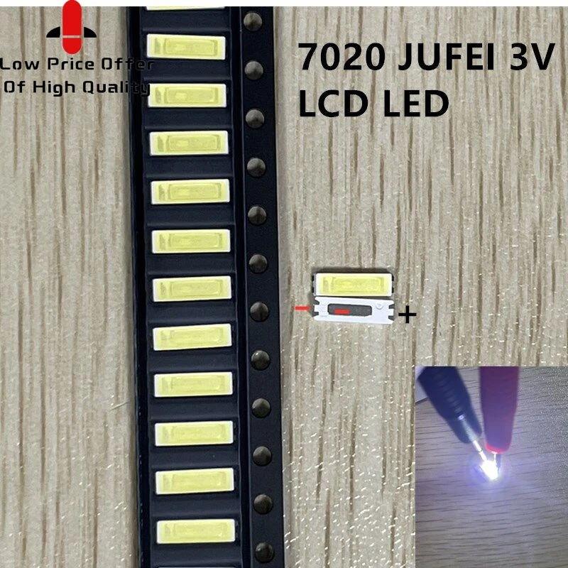 100PCS/Lot Jufei SMD LED 7020 3v 0.7W 240mA Cool white 10000-13000K For TV Backlight Application |