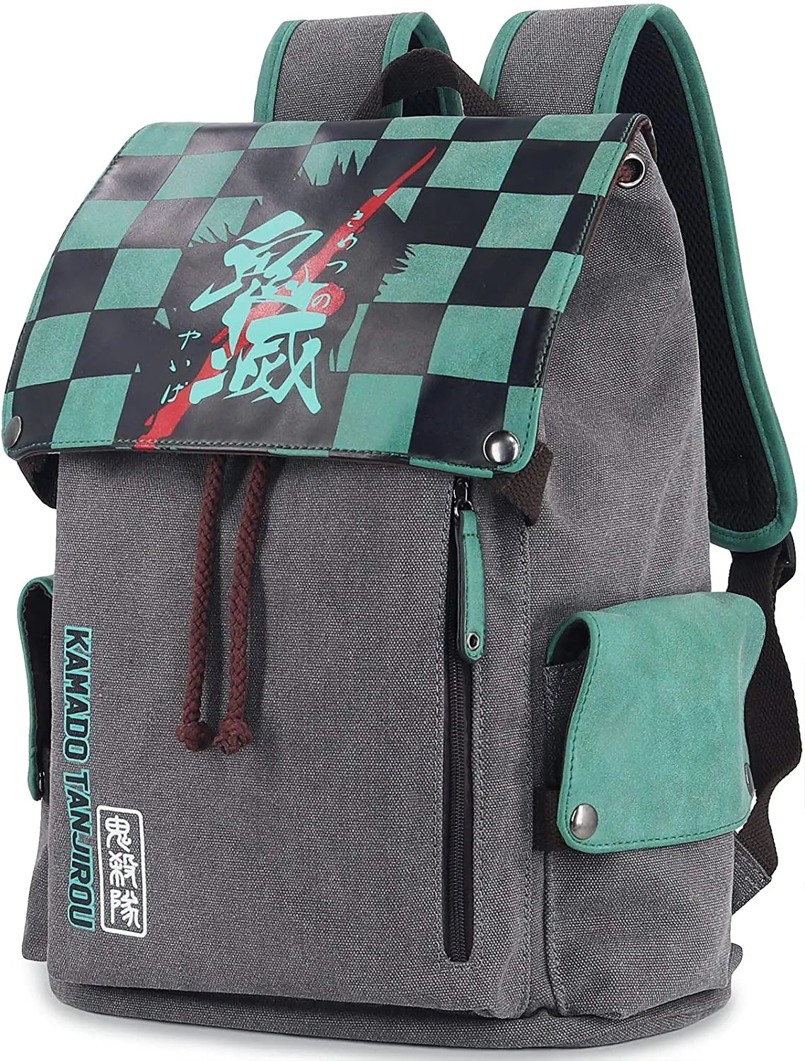 Anime Demon Slayer Backpack Canvas Schoolbag Printed Flap Backpack Laptops Back Pack