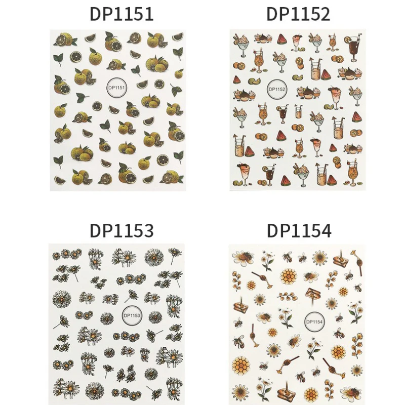 Наклейки 3D для ногтей с фруктами и лимоном клейкие слайдеры ногтями новый дизайн