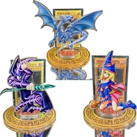 yu gi oh three magic gods blue eyes white dragon acrylic decoration game collection card animation peripheral action figure toy