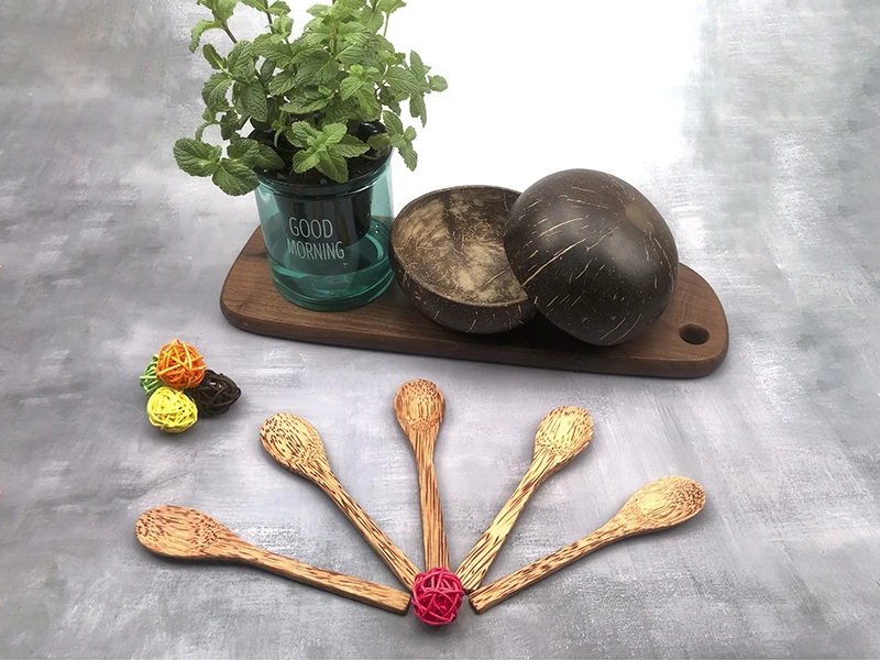 Чистый натуральный чашка в виде кокоса деревянной ложкой Материал мастерство