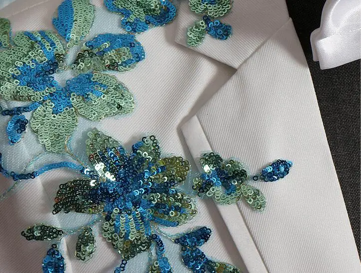 

Blazer men groom suit set pants mens wedding suits singer stage Three-dimensional double-sided inlay sequins formal dress 990