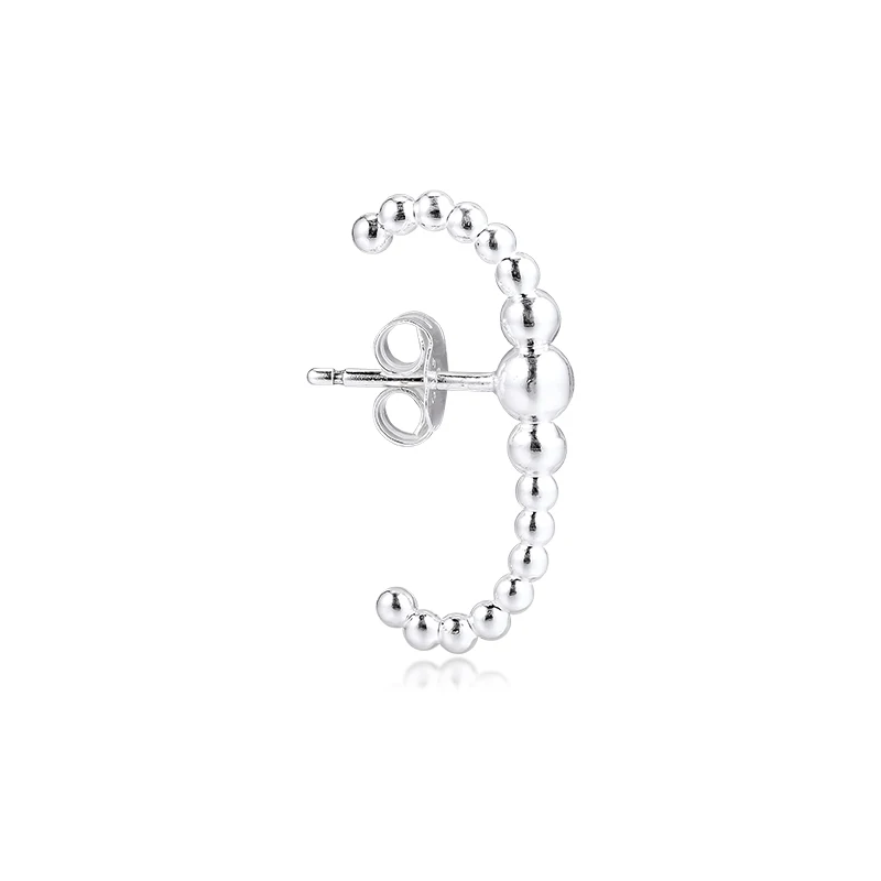 Genuine 925 Sterling Silver Row of Beads Single Stud Cuff Earrings for Women DIY Jewelry Making Fashion Wholesale | Украшения и