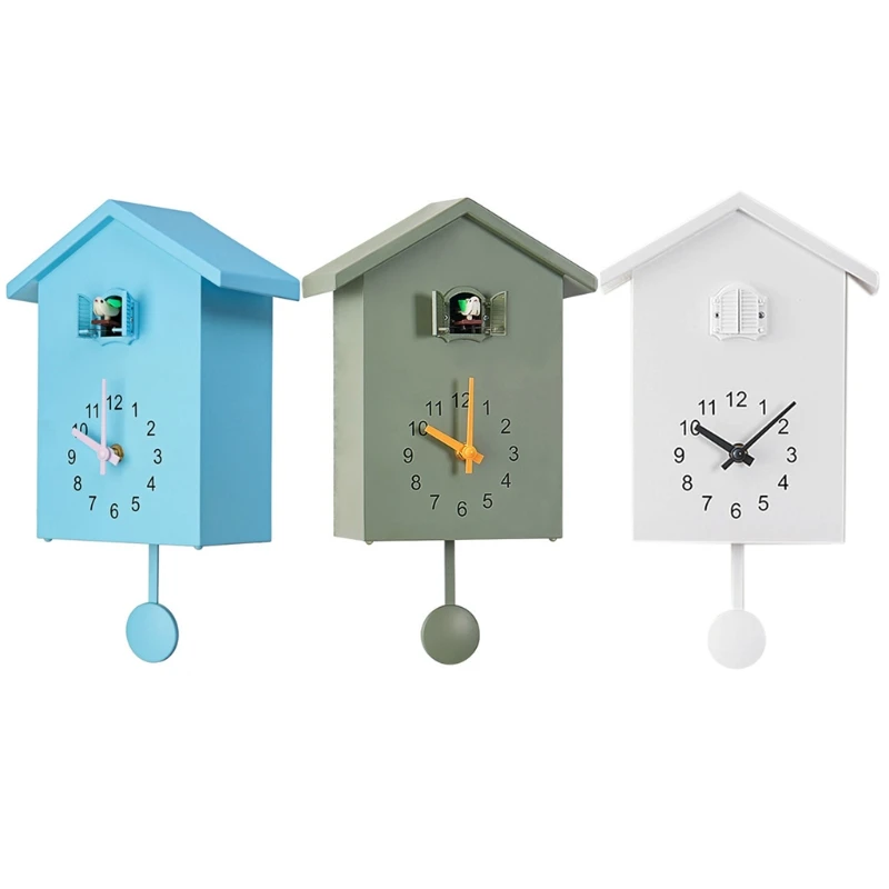 3Colors Modern Plastic Bird Cuckoo Design Quartz Wall Hanging Clock Timer Quartz Wall Clock for Home Office Decoration